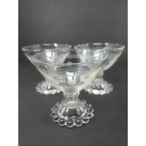 Anchor Hocking Berwick Boopie Champagne Sherbet Footed Etched Design Vintage MCM - Picture 2 of 16